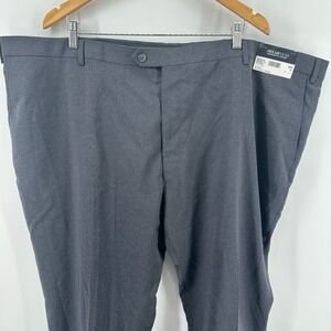 NWT Kenneth Cole Dress Pants Mens 52 Gray Stretch Wool Blend Flat Front Outdoor